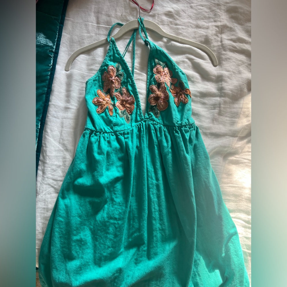 Free People Teal Mini Dress